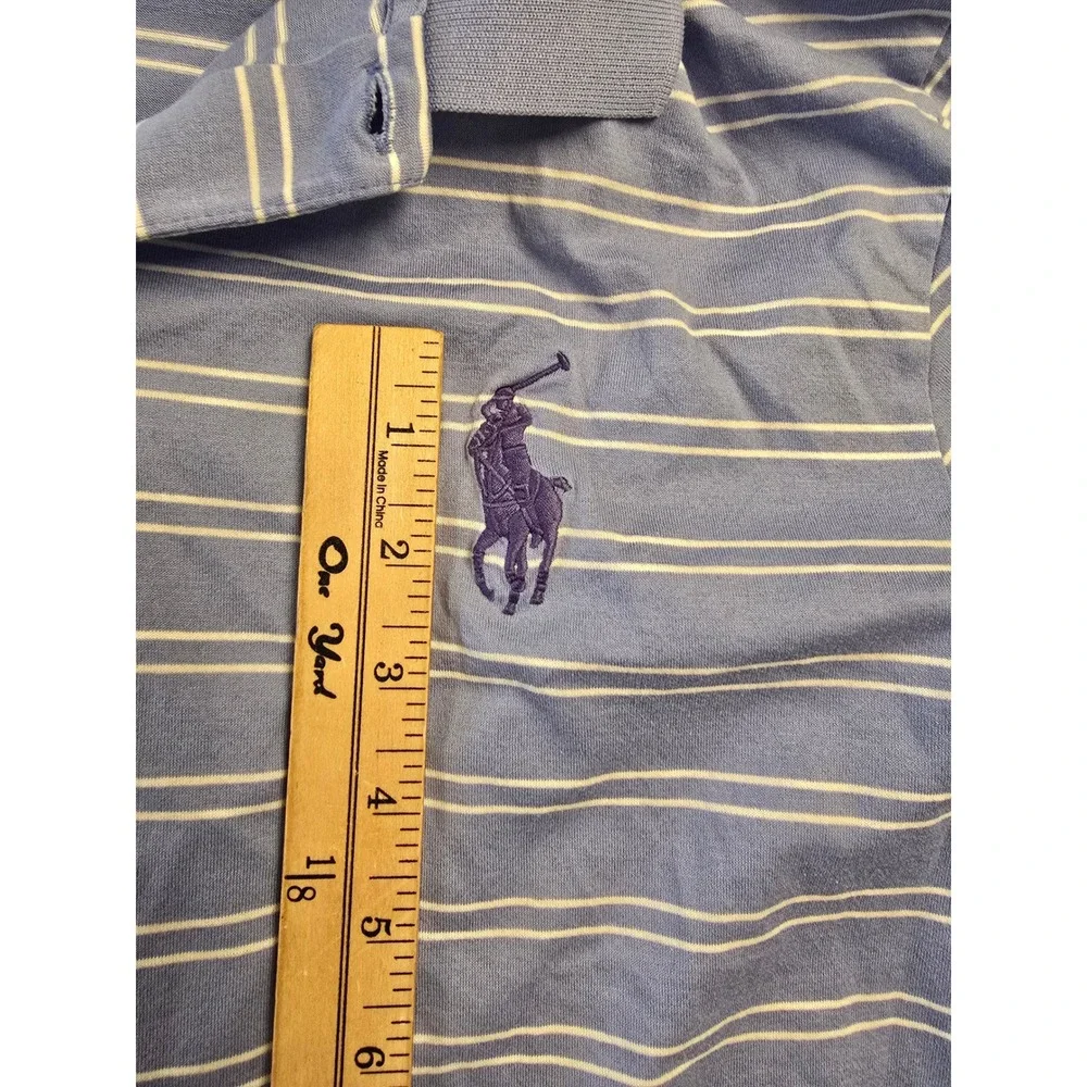 Polo Ralph Lauren Mens XL Pima Cotton Striped Polo Shirt Blue Custom Fit 5069‎